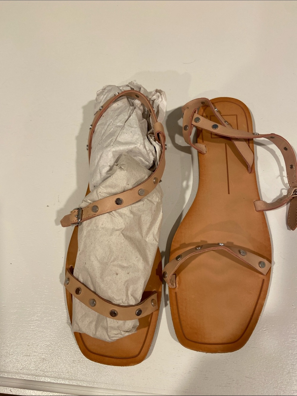 Dolce Vita Tan Studded Strappy Flat Sandals